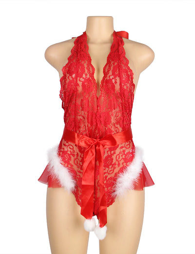 SCARLET LACE TEMPTATION | CHRISTMAS LINGERIE
