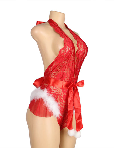 SCARLET LACE TEMPTATION | CHRISTMAS LINGERIE